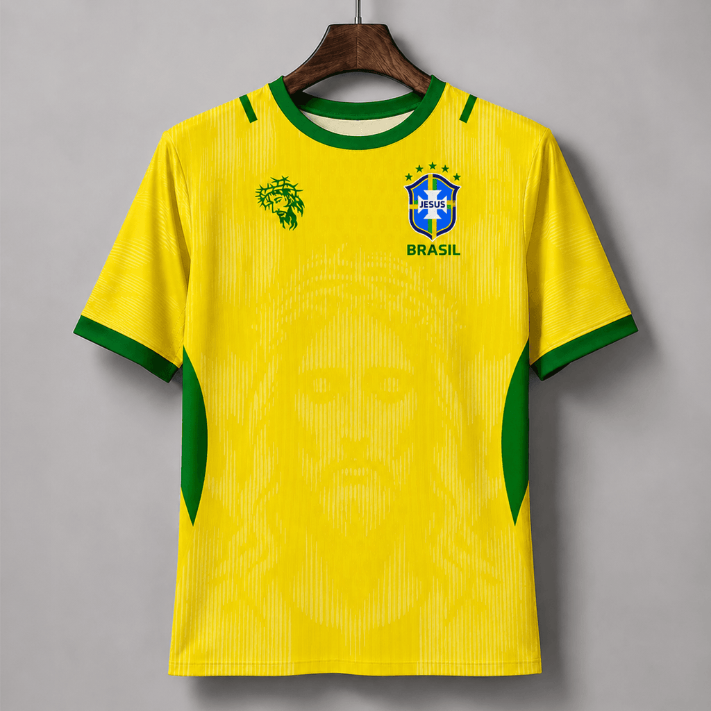Camiseta Brasil Jesus Amarela Masculina