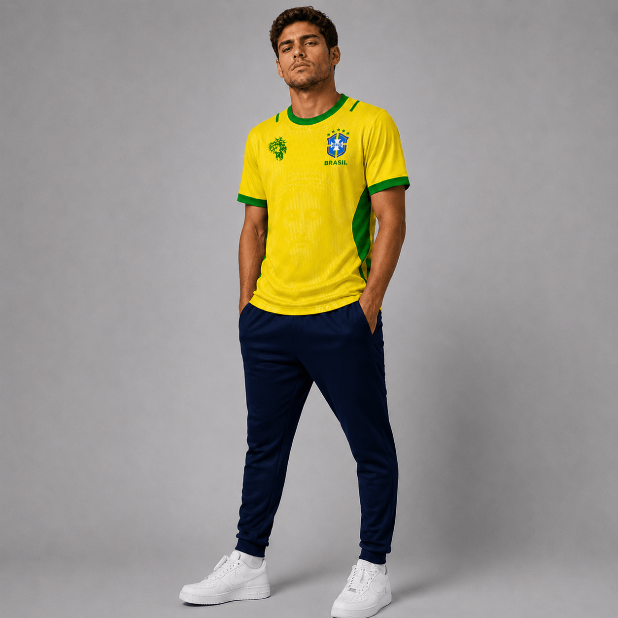 Camiseta Brasil Jesus Amarela Masculina