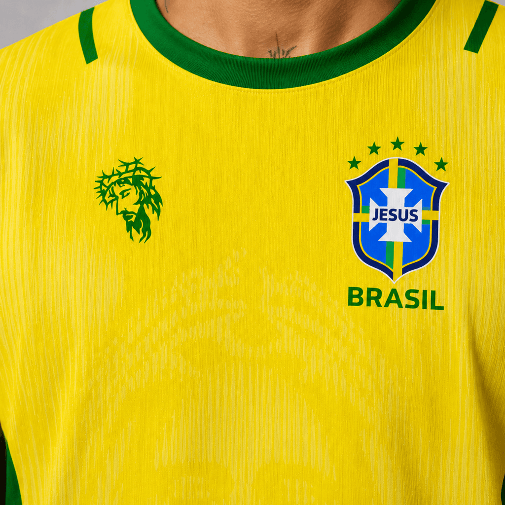 Camiseta Brasil Jesus Amarela Masculina