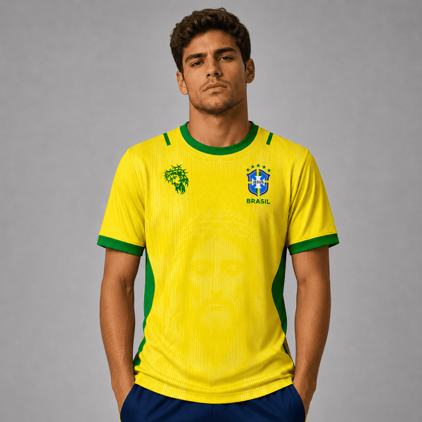Camiseta Brasil Jesus Amarela Masculina