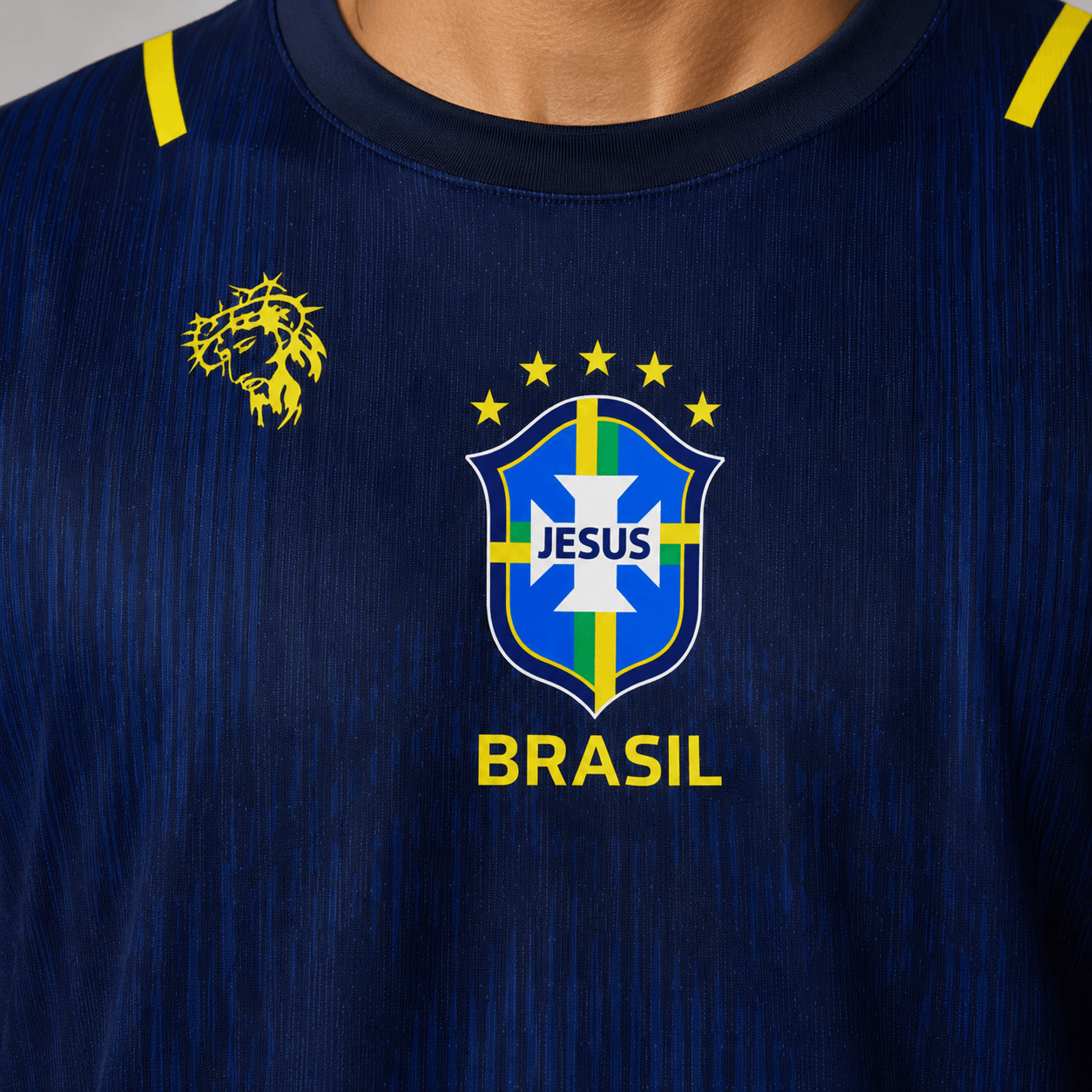 Camiseta Brasil Jesus Azul Masculina