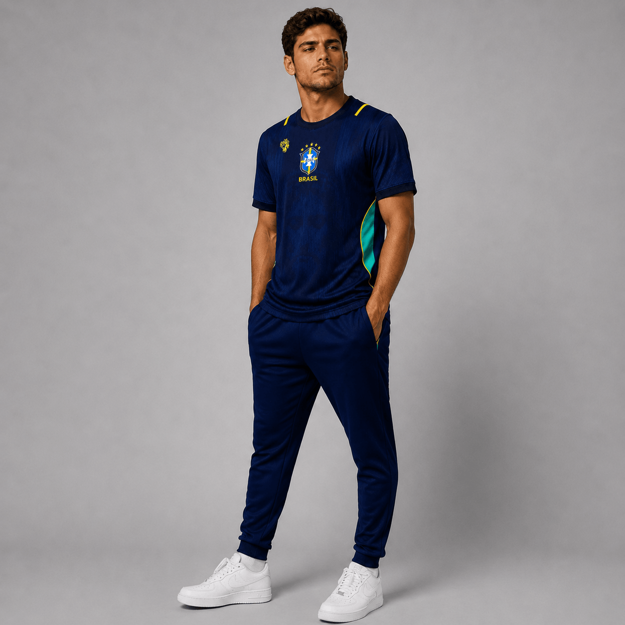 Camiseta Brasil Jesus Azul Masculina