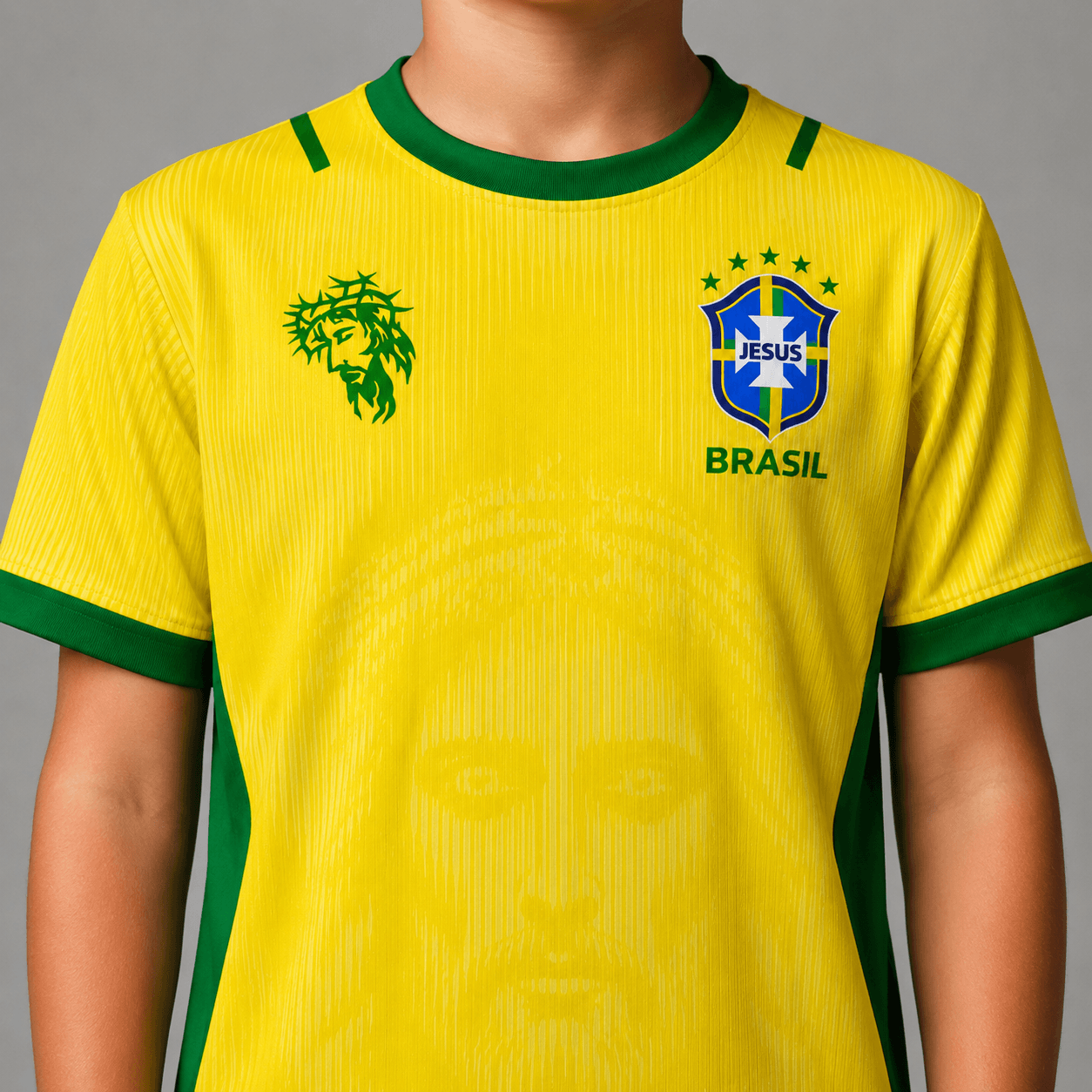Camiseta Brasil Jesus Amarela Infantil