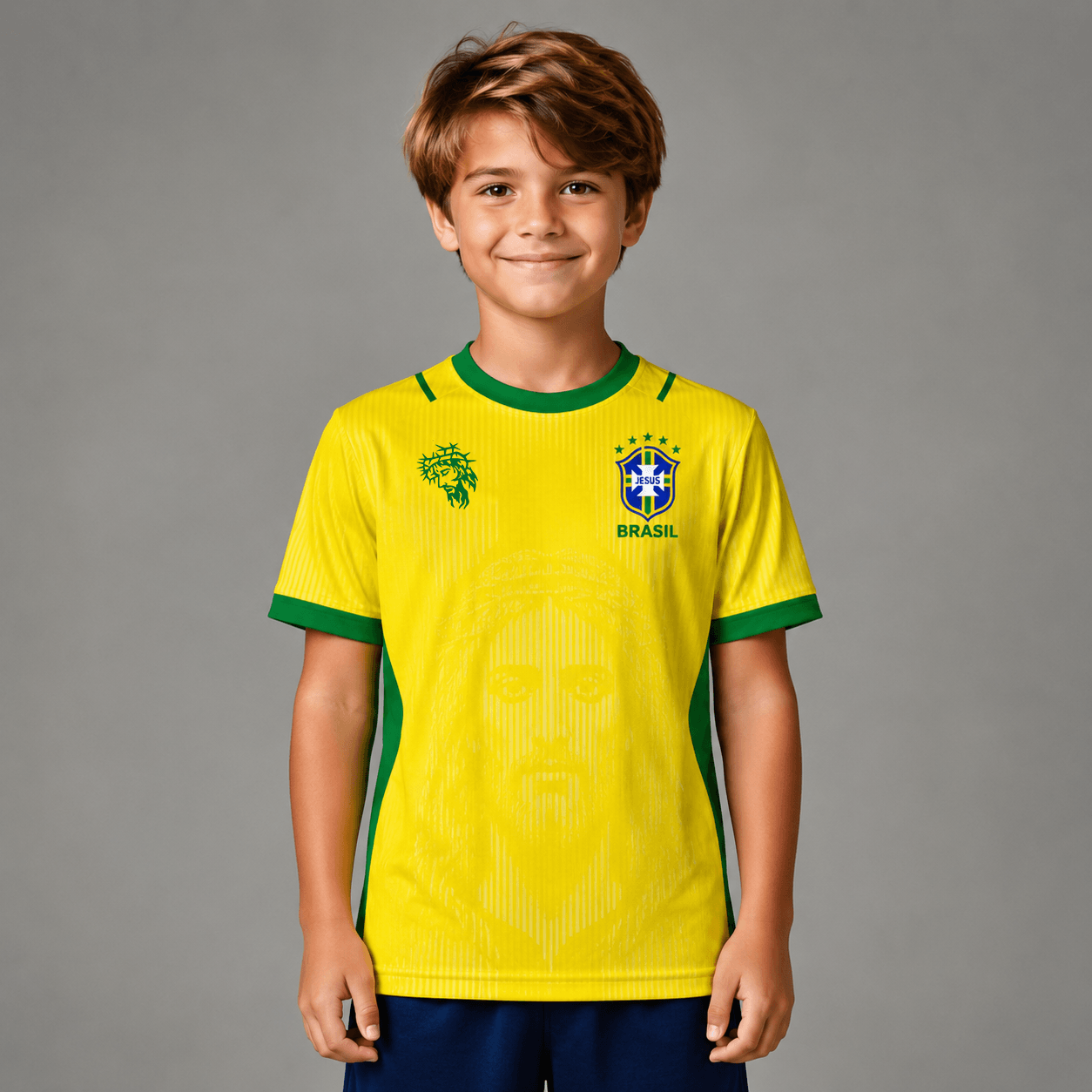 Camiseta Brasil Jesus Amarela Infantil