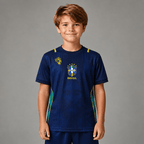 Camiseta Brasil Jesus Azul Infantil