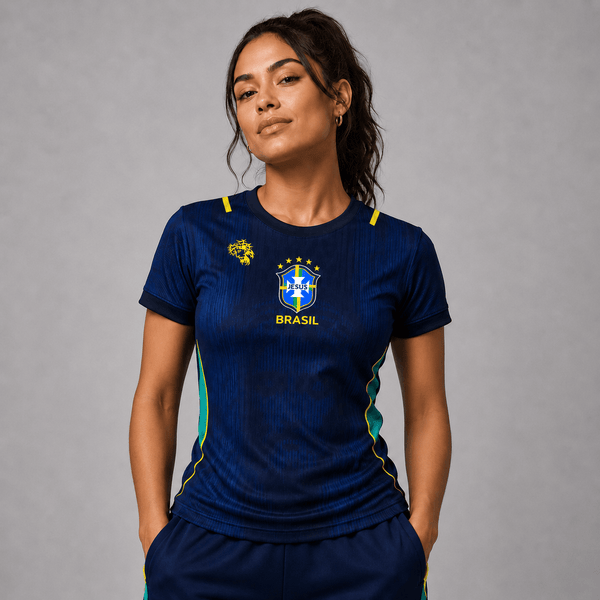 Camiseta Brasil Jesus Azul Feminino