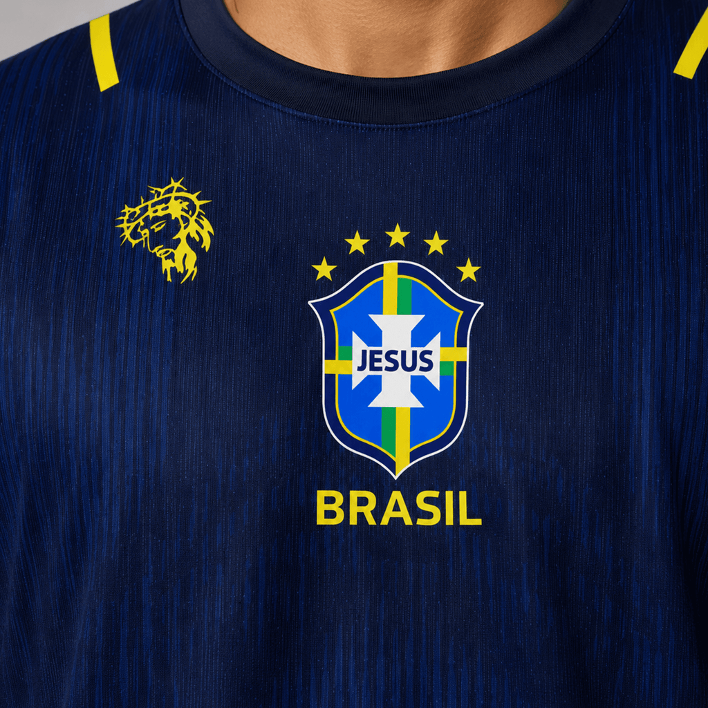 Camiseta Brasil Jesus Azul Infantil