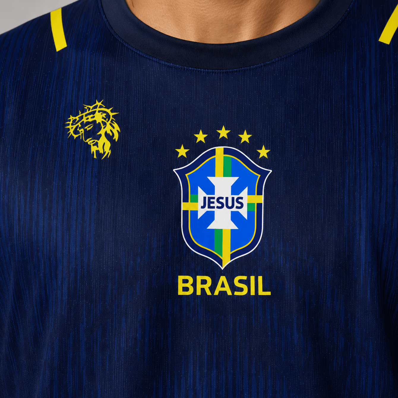 Camiseta Brasil Jesus Azul Infantil